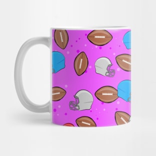 American Football - Helmet & Ball Seamless Pattern - Magenta Background Mug